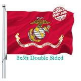 Double Sided Marine Corps USMC Flag 3x5 Outdoor- Heavy Duty Polyester Marine Army Military Flags Banner with 2 Brass Grommets,4 Rows Stitched