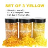 Syedra Crushed Glass for Crafts, Resin Art,Set of 3, Crushed Colored Mirror Pieces 3-6mm 2LB (Yellow)