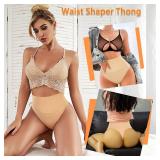 Womens Thong Shapewear Mid to High Waisted Shaper Thong WN0017(01#A Beige#mid Waisted Wire,Small)