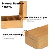 Neando Business Card Holder, Bamboo Business Card Organizer, Business Card Storage Box, 5 Compartments for 600 Cards, Wood Desk Organizers, 4.5W x 10.4D x 3H