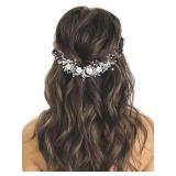 GORAIS Flower Bride Wedding Hair Vine Crystal Bridal Headpieces Pearl Hair Accessories for Women and Girls (A-Silver)