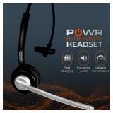 POWR Wireless Headset with Mic for Work with Noise Cancelling - Wireless Headset with Advance 5.2 Bluetooth, Mic Mute & Charging Dock - Trucker Bluetooth Headset with 18+ Hours Working Time