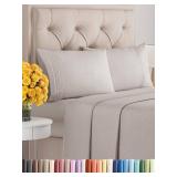 Queen Size 4 Piece Sheet Set - Comfy Breathable & Cooling Sheets - Hotel Luxury Bed Sheets for Women & Men - Deep Pockets, Easy-Fit, Soft & Wrinkle Free Sheets - Light Grey Oeko-Tex Bed Sheet Set