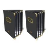 Menu-Covers 8.5 X 11 inch Restaurant - 2 Pack Menu Holder 4 Page 8 View Premium Faux Leather Transparent Black for Bar Cafe Book Folder