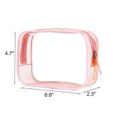 Clear Pouch Small, Clear Makeup Bag, 6.6"x2.3"x4.7" Size TSA Approved Toiletry Bag, Clear Travel Bags for Toiletries, Clear Cosmetic Bag for Women and Men Small-1 Pack Pink