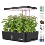 iDOO Hydroponics Growing System Kit 12Pods, Birthday Gifts for Mom Women, Herb Garden Indoor with LED Grow Light for Home School, Built-in Fan, Auto-Timer, Adjustable Height Up to 11.3", 12Pods-Black 