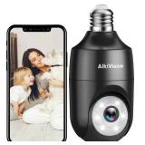 AlkiVision 2K Light Bulb Security Camera Wireless Outdoor - 360Â° AI Motion Detection Cameras for Home Security Outside, 2.4G Hz, Full-Color Night Vision, Auto Tracking, Siren Alarm, SD/Cloud Storag