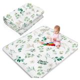 Leaf Baby Play Mat Washable Non Slip Play Mat Foldable Tummy Time Mat Soft Crawling Mat Portable Playmat for Newborn Toddlers Infants Indoor Outdoor