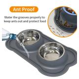 Dog Bowls Stainless Steel Slow Feeder Set with Silicone Mat-100% Waterproof BPA Free Cat and Dog Food Bowls No-Spill and Non-Skid-Pet Feeder Water Bowls for Puppy Medium Dogs Cats