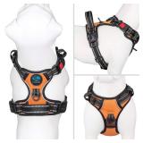 PHOEPET No Pull Dog Harnesses for Small Dogs Reflective Adjustable Front Clip Vest with Handle 2 Metal Rings 3 Buckles [Easy to Put on & Take Off] (XS, Orange)