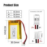 KBT 3.7V 1200mAh Li-Polymer Battery: 103040 Lipo Rechargeable Lithium-ion Replacement Batteries with PH 2.54 JST Connector, PH1.25/2.0 JST Connector for Replacement - 4Pack