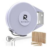 Riveda 40 Feet Heavy Duty Indoor-Outdoor Retractable Clothesline with Wall Mount (White, Plastic, 30 lbs load)