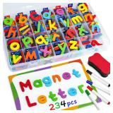 Coogam Magnetic Letters 234 Pcs, Uppercase Lowercase Foam Alphabet ABC Fridge Magnets, Educational Toy Set for Classroom Kids Learning Spelling with Magnetic Board and Storage Box