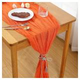 2 Pcs Cheesecloth Table Runner, 10Ft x 35" Rustic Gauze Fabric Boho Table Runner,Burnt Orange Cheesecloth Wedding Table Decor for Party Bridal Shower Thanksgiving Halloween Table Decor