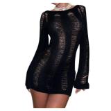 Pdxnyxx Long Sleeve Dress for Women Sexy Y2k Dress Y2k Sweater Bodycon Dresses for Women Y2k Tops (black,S,Small)