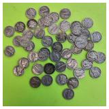 Lot (50) Silver Mercury Dimes