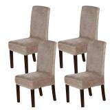 H.VERSAILTEX Dining Chair Covers Stretch for Dining Room Set of 4 Parson Chair Slipcovers Protectors, Soft Thick Solid Velvet Fabric Washable, Taupe