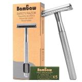 Bambaw Double Edge Safety Razor for Men & Women, Metal Razor, Eco-Friendly Razor Silver