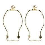 6 Inch Brass Lamp Harp Holder Kit Replacement with Finial and Detachable Saddle Base, Light Duty, Saangseon Pack 2 Harps for Lamps DIY Lighting Accessories Horn Frame Lampshade Bracket