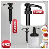 Coffee Syrup Dispenser Black Pump - 4Pcs Hand Soap Pump Replacement Pump Milk Bottle Pump Cherry Syrup Dispenser Pump Juice Bottle Kitchen Sink Soap Dispenser Pump - Coffee Pumps for Syrup Pump Bottle