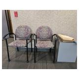 (2) Waiting Room Chairs and Gray Table