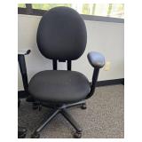 (2) Black Office Chairs W/ Missing Arm Cushion