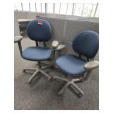 (2) Blue Office Chairs W/ Gray Base