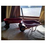 Mini Radio flyer wagon and wheel barrel