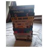 (13) VHS movies colors, ghost dad, cop and a half, dumb and dumber, super troopers, Austin powers.