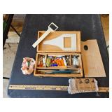 Wooden box w/paining supplies