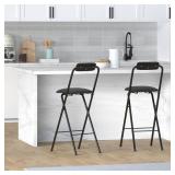 Geelin 2 Pcs 25.6 Inch Folding Chair Stool Chair Foldable Chair Portable Folding Chairs with Padded Seats Bar Office Guitar Desk Counter Fold up Sitting Stool Chair for Adults Kids - Retail: $96