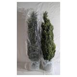 3ft(35â) Artificial Cedar Outdoor Artificial Shrub Sunlight Resistant Leafy Potted Plant for Indoor Porch of Home and Office Artificial Outdoor Tree 2 Pieces a Set Topiary Trees - Retail: $119.97