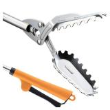 FTH All Stainless Steel Grabber Reacher Pickup Tool Heavy Duty Trash Picker Log BBQ Fireplace pits Snake Tongs Plogging tool