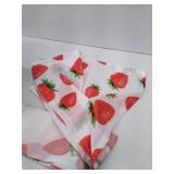 Ambesonne Spring Shower Curtain, Cartoon Style Strawberries, White Red