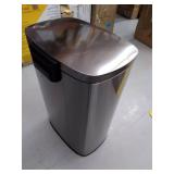 Amazon Basics Smudge Resistant Rectangular Trash Can With Soft-Close Foot Pedal, Brushed Stainless Steel