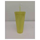 24oz Plastic Tumbler with Straw Clear Electric Yellow - Opalhouse