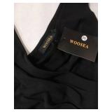 Woosea Sleeveless V Neck Split Cocktail Dress Black Medium