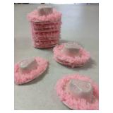 Stiff 12 Pcs Mini Cowgirl Hats Pink Fluff Fringe