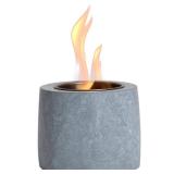 Table Top Fire Pit Bowl - Concrete Tabletop Fireplace Indoor Outdoor Decor Portable Mini Rubbing Alcohol Burner Smores Maker for Patio Balcony with Extinguisher