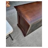 42 in wide 23 in deep 30 inches high mahogany two drawer lateral cabinet no key