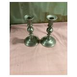 2) Woodbury pewter candlesticks 7 inch