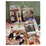 tote of miscellaneous sewing items