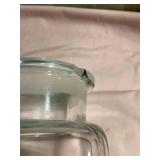 11 inch glass canister, with lid small chip on canister and lid