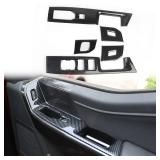 Korlot Carbon Fiber Interior Front Door Window Switch Panel Cover Trim for Ford F150 2021+ Decoration Accessories