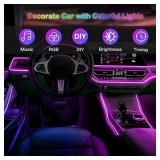 Jushope Interior Car LED Strip Lights with Wireless APP and Remote Control, RGB 5 in 1 Ambient Lighting Kits with 236 inches Fiber Optic, 16 Million Colors Car Neon Lights, Sync to Music