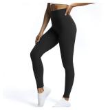 Aoxjox High Waisted Workout Leggings for Women Compression Tummy Control Trinity Buttery Soft Yoga Pants 26" (Black, XX-Large)