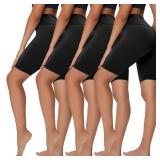 Sundwudu 4 Pack Biker Shorts for Women - 5/8 High Waist Tummy Control Summer Workout Shorts for Running Yoga Athletic XXL