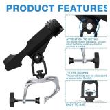 4 Pcs Fishing Boat Rods Holder 360 Degree Adjustable Folding Fishing Pole Holders with Large Clamp Opening for Boat Trolling Holder Pole Stand Rack Fishing Boat Rod Bracket for Kayak Canoe Dock