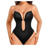 Decorus Shapewear Backless Bodysuit Strapless: Low-back Thong Body-shaper Invisible Women - Build in Bra Open-back Bodysuits Wedding Seamless 2XL