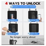 eLinkSmart Fingerprint Padlock with Key Backup, Weatherproof Biometric Bluetooth App Controlled Keyless Smart Electronic Combination Lock for Outdoor Fence Gate Pool Shed Gym Locker Yard Truck